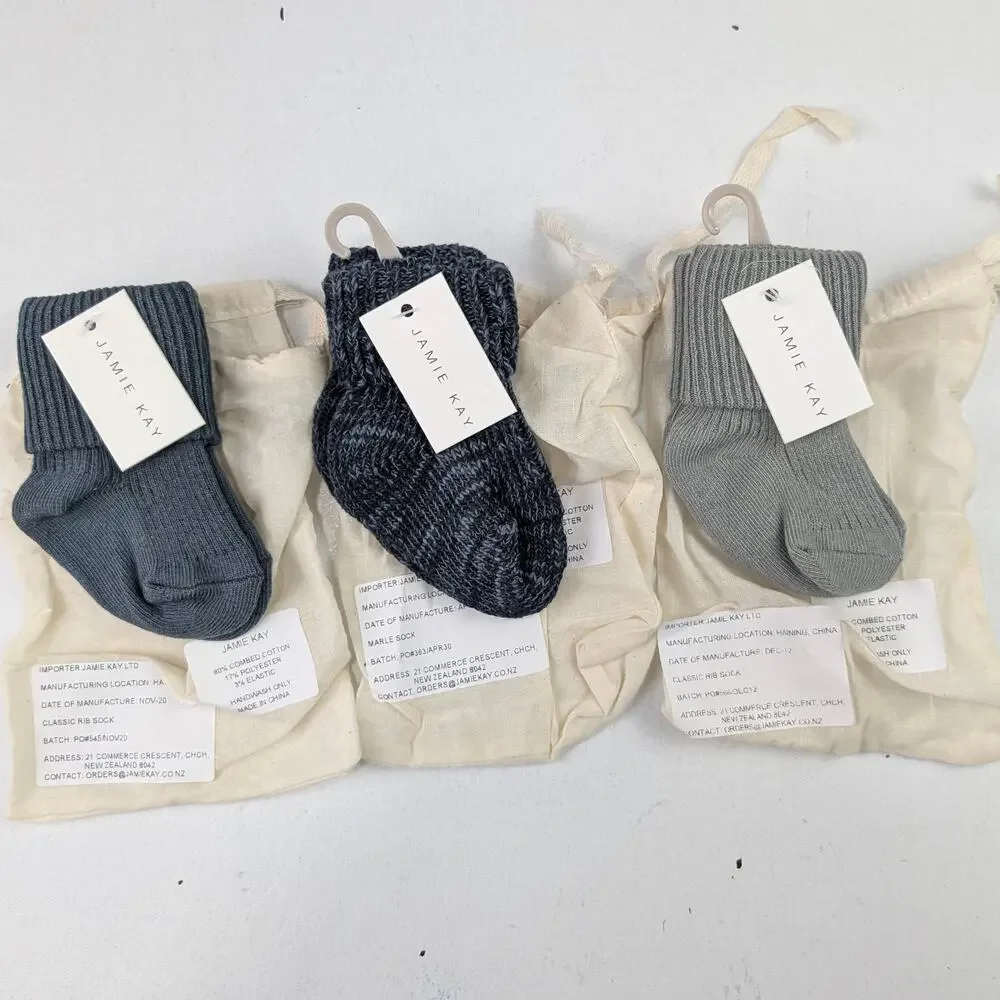 Jamie Kay 3 Pairs Baby 0-3 Months Fold Over Sock Bundle - Shades of Blue